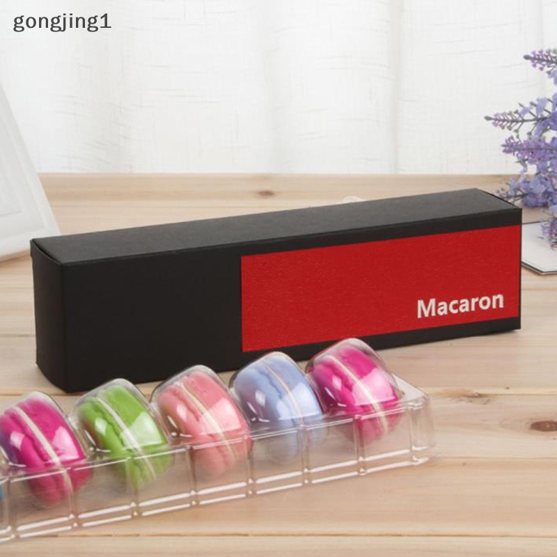 Ggg 5PCS Kotak Kemasan Kue Kering Macaron PET Home Dessert Shop Wadah Kertas Box ID