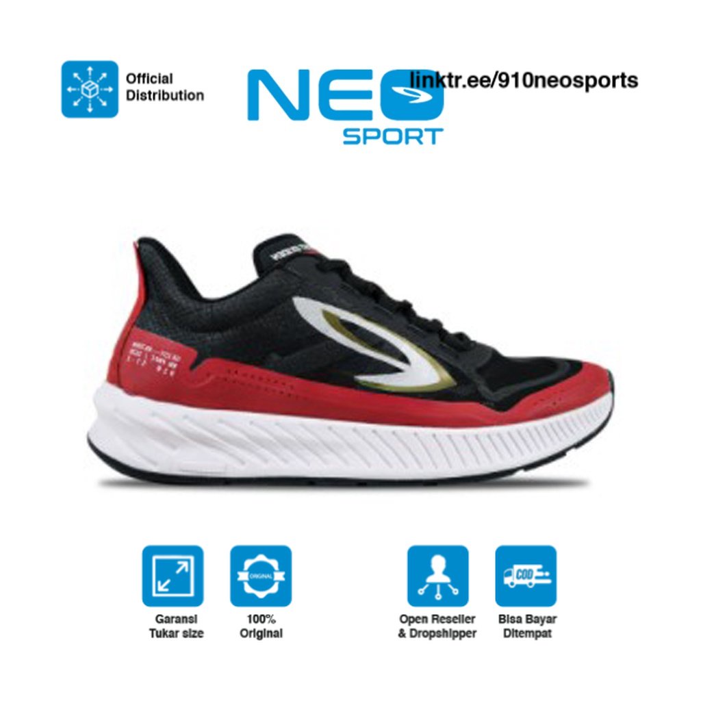 910Nineten Geist Ekiden Sepatu Running - HITAM/MERAH/PUTIH