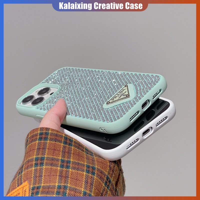 IPHONE Casing Prada Berlian Imitasi Fashion Mewah Untuk Iphone14 Pro Max14Plus12 13 Pro Max Casing Ponsel Mengkilap