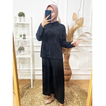 BEFAST - ZNF OOTD WANITA ONESET KEISYA / SETELAN ZALINA RIB / Pakaian Casual wanita / Oneset Wanita Keluaran Terbaru / Outfit Daily Wanita Remaja ABG / Set Atasan Lengan panjang+Celana Kulot Panjang Terlaris / Fashion Kekinian Ala Korean Style Wanita