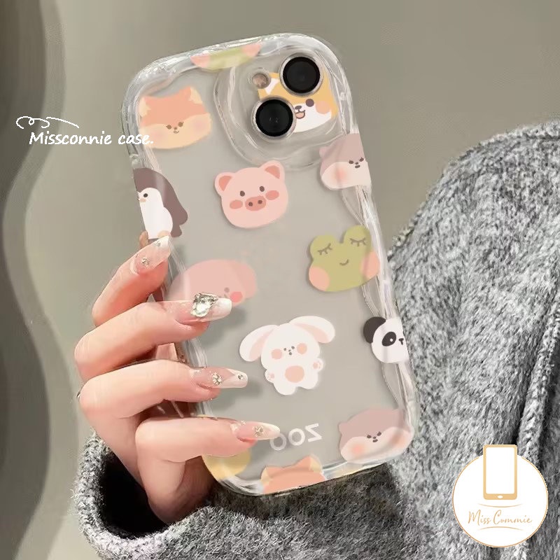 Casing Kepala Menyenangkan Keluarga Binatang Kartun Ramah Untuk Realme C35 C53 C12 C31 C21Y C55 5 9i 5i 7i 6i 5s C11 C25Y C20 C33 C25s C30 C15 C21 C25 C20A C3 3D Wavy Curved Edge Cute Bear Cover