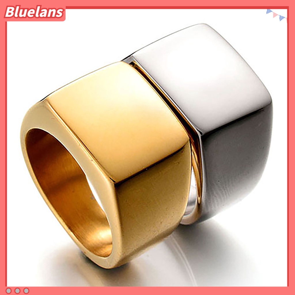 [BLS] Cincin Kawin Warna Solid Dekorasi Jari Cincin Jari Pria Stainless Steel Band Persegi Untuk Pesta