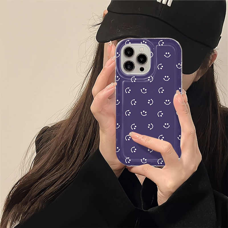 IPHONE Smiling Soft Phone Case Kompatibel Untuk Iphone14 13 11 12 Pro XS Max X Xr7 +8 Plus Casing Transparan TPU Silikon Shockproof Cover