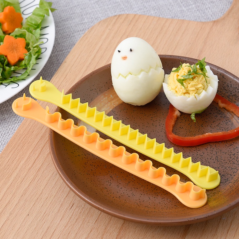 Fancy Bento Telur Ukir Cetakan Gelombang Gigi Gergaji Tepi Pemotong Telur Food-grade PP Renda Egg Slicer Sarapan Kreatif DIY Gadget Bunga Telur Pemotong Cetakan