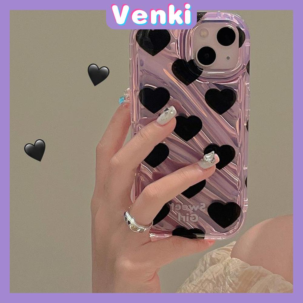 VENKI - For iPhone 11 iPhone Case Laser Reflective Transparent Phone Case TPU Soft Shockproof Airbag Case Protective Black Heart Compatible with iPhone 14 13 Pro max 12 Pro Max