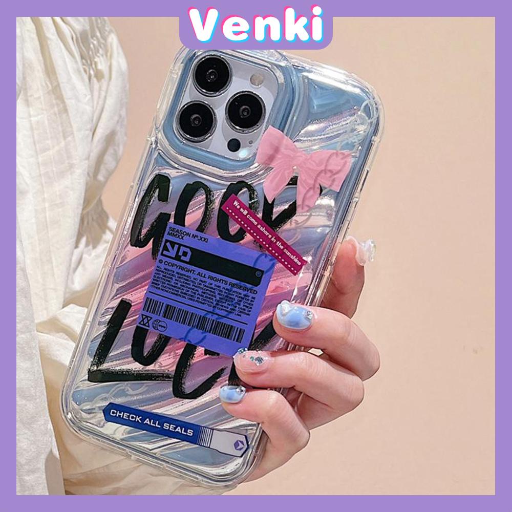 VENKI - For iPhone 11 iPhone Case Laser Reflective Transparent Phone Case TPU Soft Shockproof Airbag Case Protection Gradient English Compatible with iPhone 14 13 Pro max 12 Pro