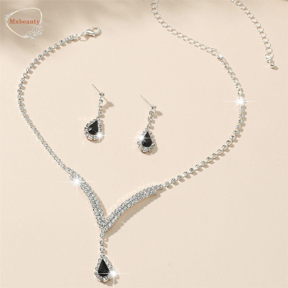 Mxbeauty Set Perhiasan Pernikahan Hadiah Elegan Teardrop Mewah Indah Klasik Gaya Korea Anting