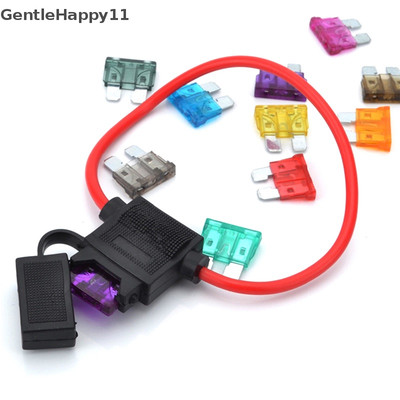 Gentlehappy Car Splash Proof In-line Standard Blade Fuse Holder Kotak5 /10,15,20 /25/30A Sekring id