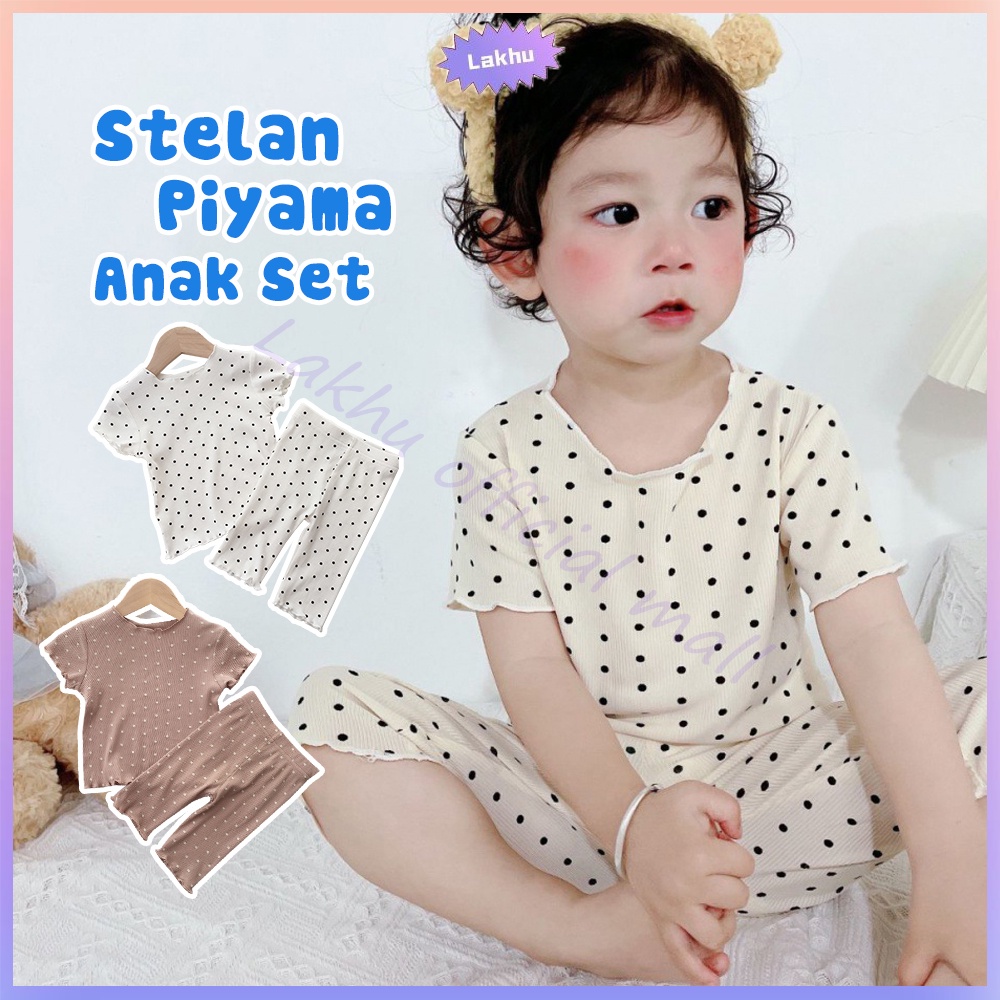 Lakhu Piyama Anak Perempuan Motif Polkadot Bayi Perempuan Baju Tidur Lucu Import