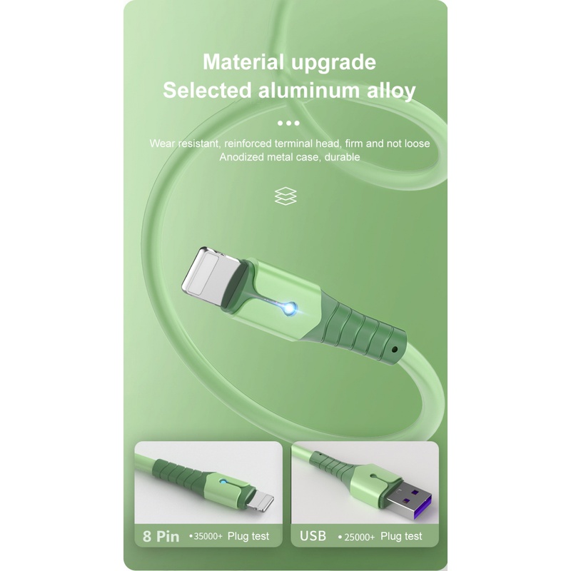 IPHONE 5a Kabel Pengisian Cepat Silikon Cair Dengan Kabel Data Cahaya Untuk Iphone13 12 Mini Pro Max XR 11xkabel Cas Ponsel