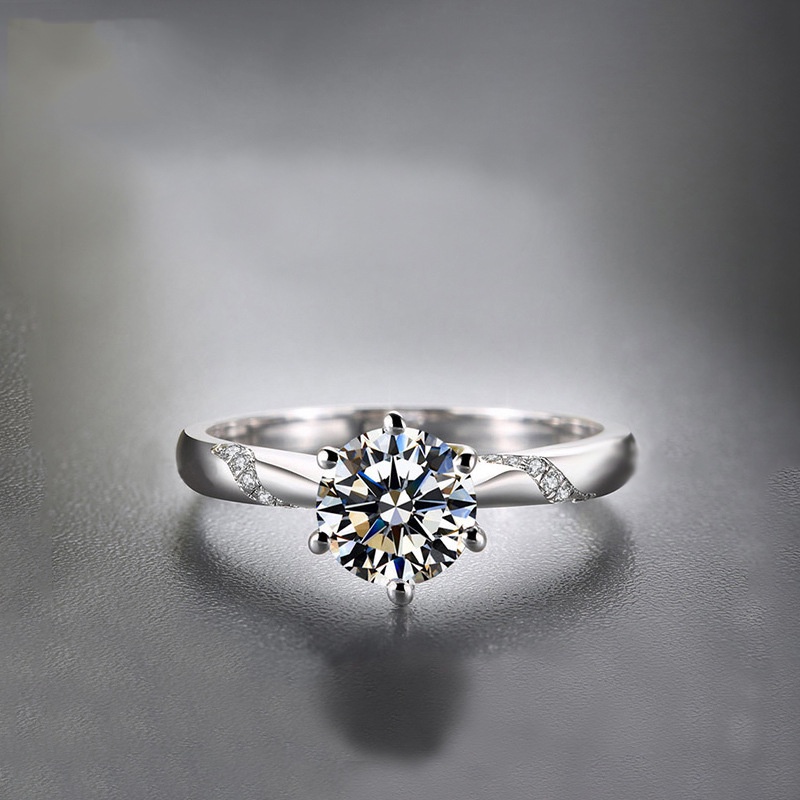 [FRA] Pt950 platinum Disepuh Imitasi grade D Karbon Tinggi moissanite Cincin Berlian Klasik Mikro Bertatahkan Delapan Hati Delapan Panah Enam Cakar Cincin Wanita