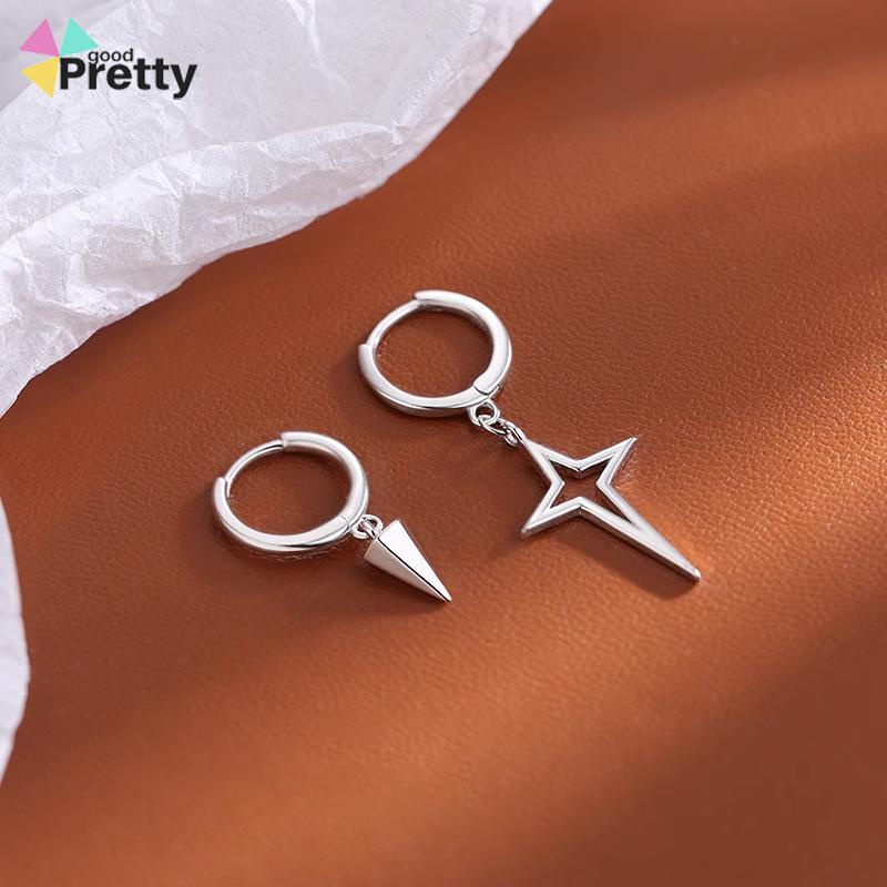 Anting Salib Bintang Asimetris Anting Keren Geometri Kerucut Hip hop Telinga Stud - PD
