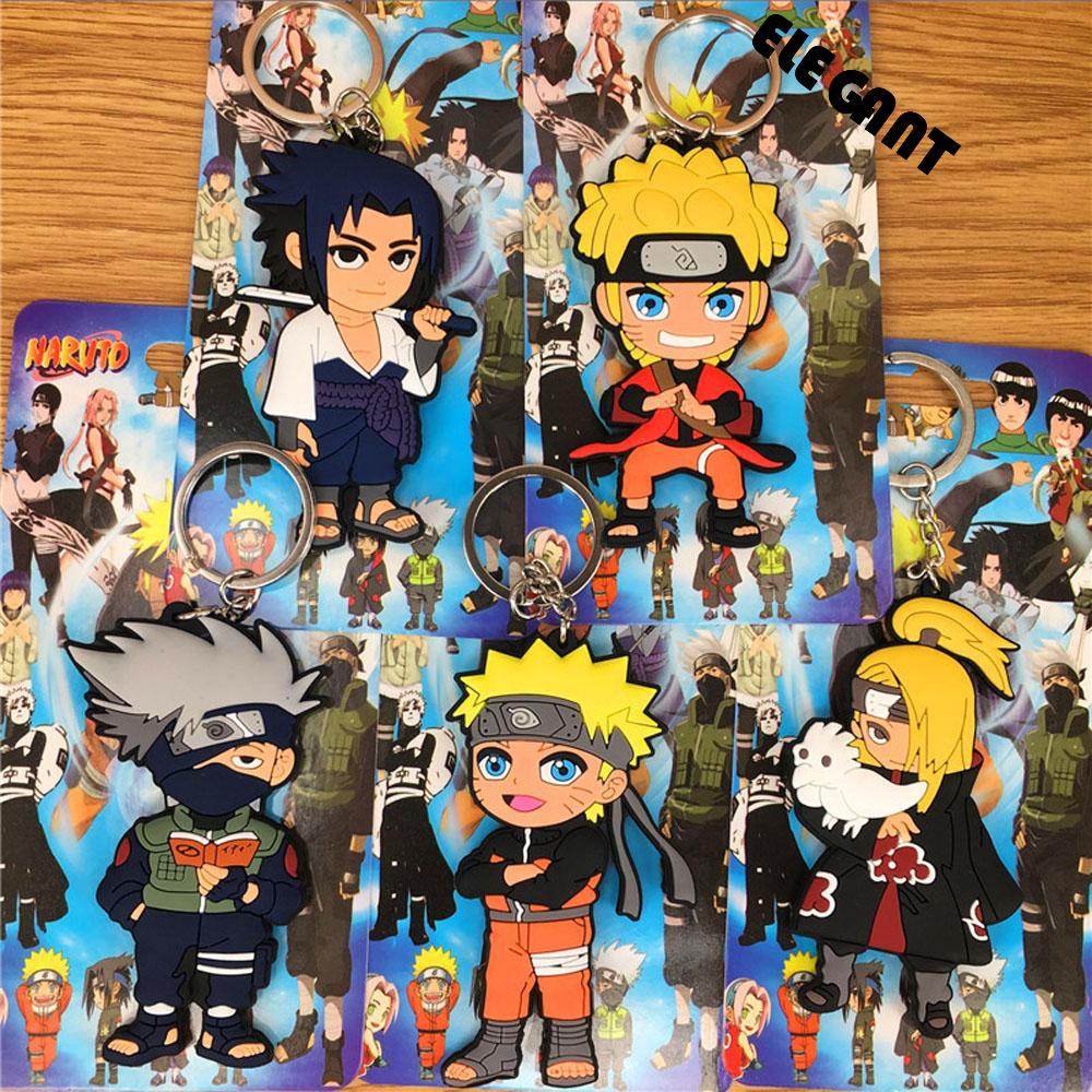 [Elegan] Naruto Gantungan Kunci Untuk Hadiah Anak Miniatur Uchiha Sasuke Anime Jepang Darah Panas Anime Key Ring