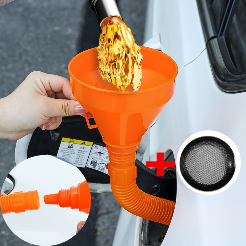 37.5 * 13CM Motor Mobil Mengisi Corong Merah Pipa Dipanjangkan Dengan Filter/Alat Pengisian Bahan Bakar Selang Teleskopik Yang Dapat Dilipat Oiler Corong Filter Mesin Bensin