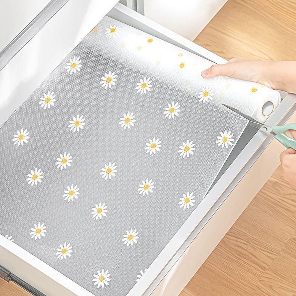 [Elegan] Tatakan Closet Anti Air Minyak Anti Lembab Gadget Dapur Daisy Jamur Alas Lemari