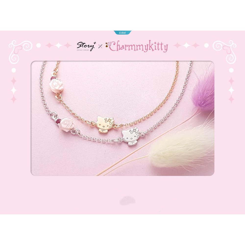 Sanrio Perhiasan Fashion Elegan HelloKitty Rose925 Sterling Silver Gelang Rose Gold Ringan Aksesoris Sehari-Hari Gelang [ZK]