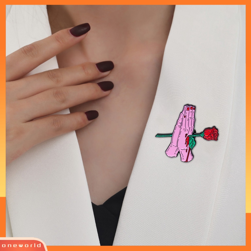 [ONE] Alloy Lapel Pin Eye-catching Halus Mawar Hati Bros Pin Ransel Dekorasi