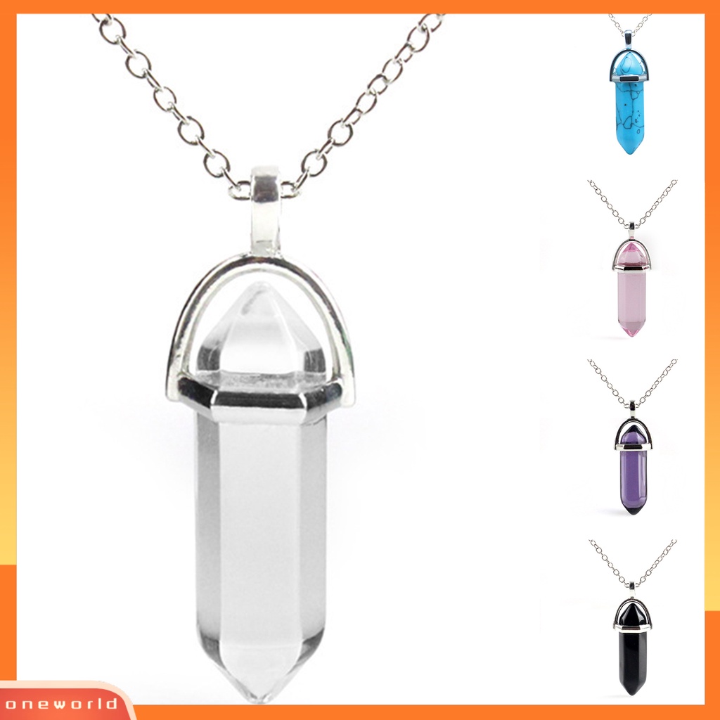 [ONE] Nice-looking Necklace Hadiah Sempurna Kalung Liontin Batu Kristal Imitasi Bahan Alloy Untuk Harian