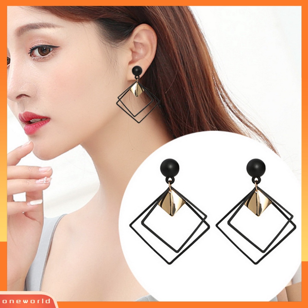 [ONE] 6pasang Anting Hoop Mutiara Imitasi Geometris Modis Dan Nyaman Menjuntai Anting Set Berongga Lingkaran Anting Perhiasan Fashion