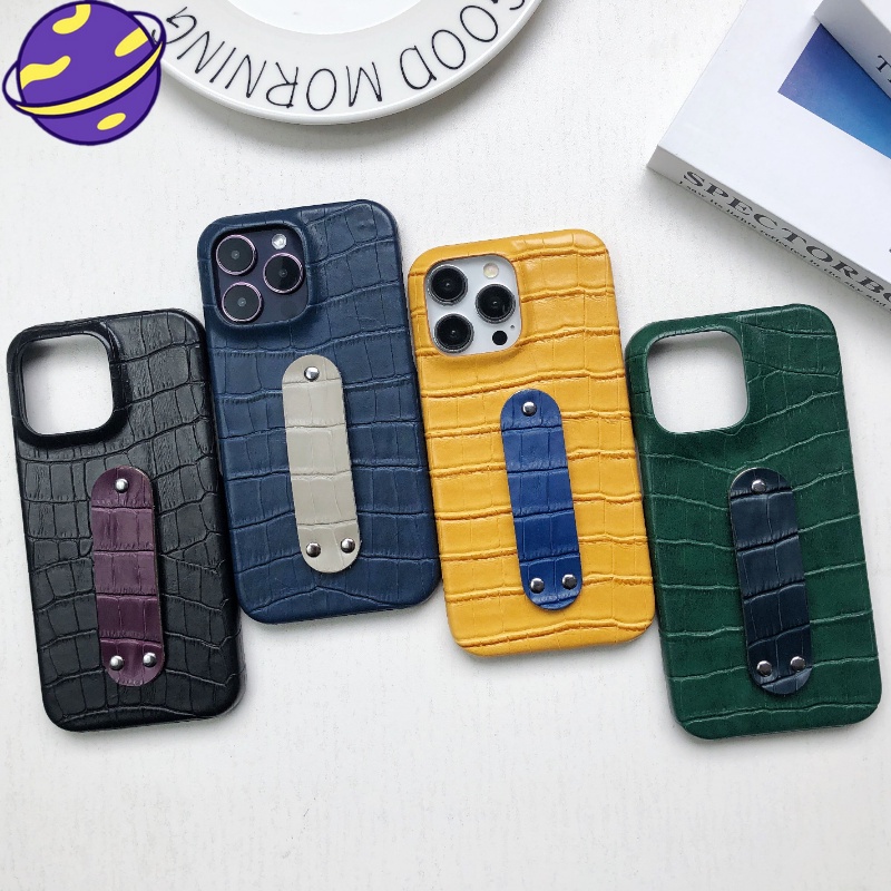 IPHONE Casing Bahan Kulit Vintage Untuk Iphone14 13 12 11 Pro Max 14Plus Stand Hard Case