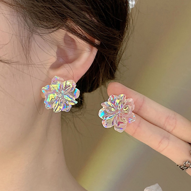 Mermaid Ji Camellia Bunga Warna-Warni Gaya Perancis Kepribadian Manis Anting Temperamen Retro