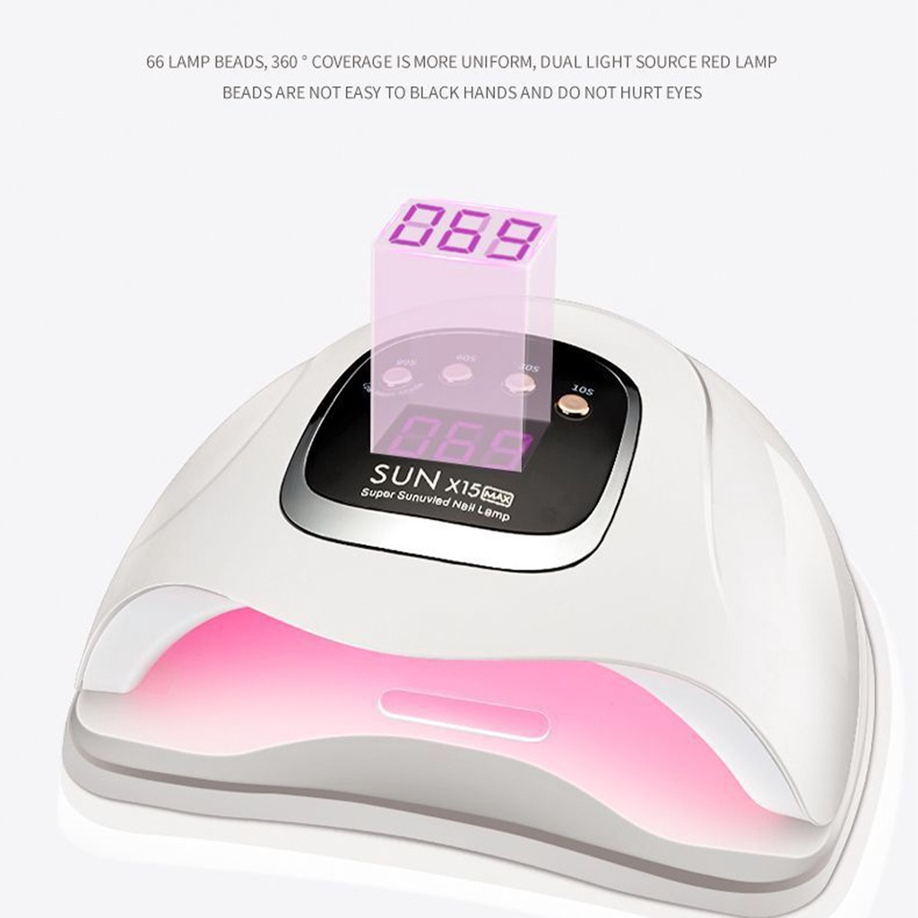 SUN X15 Max 66 LEDs Dalam Full Hitam Lampu Pengering Kutek Gel Led UV Nail Lamp Alat Pengering Kutek Gel