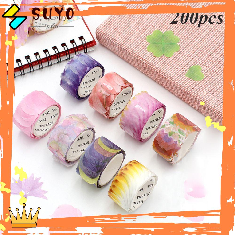 Suyo 200 Pcs Kelopak Bunga Tape Perekat Stiker Kertas Tempel Bergaya