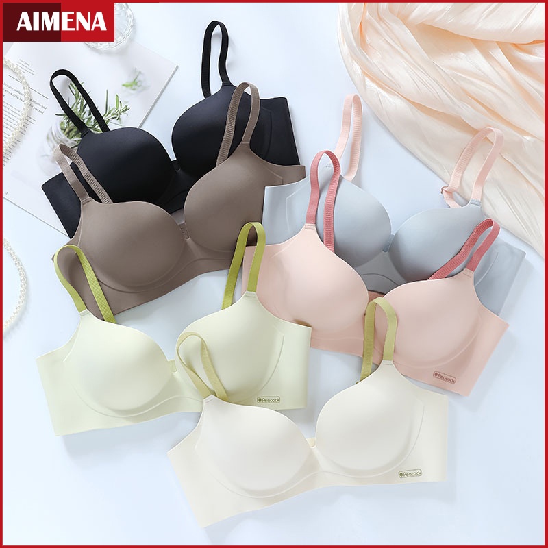 Bra Push Up Sederhana Tanpa Kawat Busa Tebal Pakaian Dalam Cup 3/4 Bahan Lembut