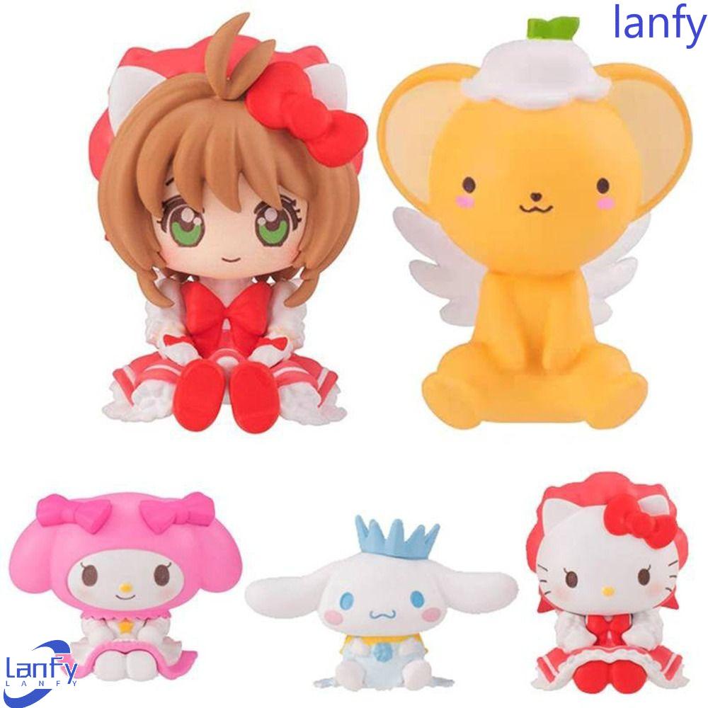 Lanfy Kuromi Mainan Boneka 5pcs Aksesoris Desktop Dekorasi Cardcaptor Sakura Ornamen Cinnamoroll Karakter Kartun