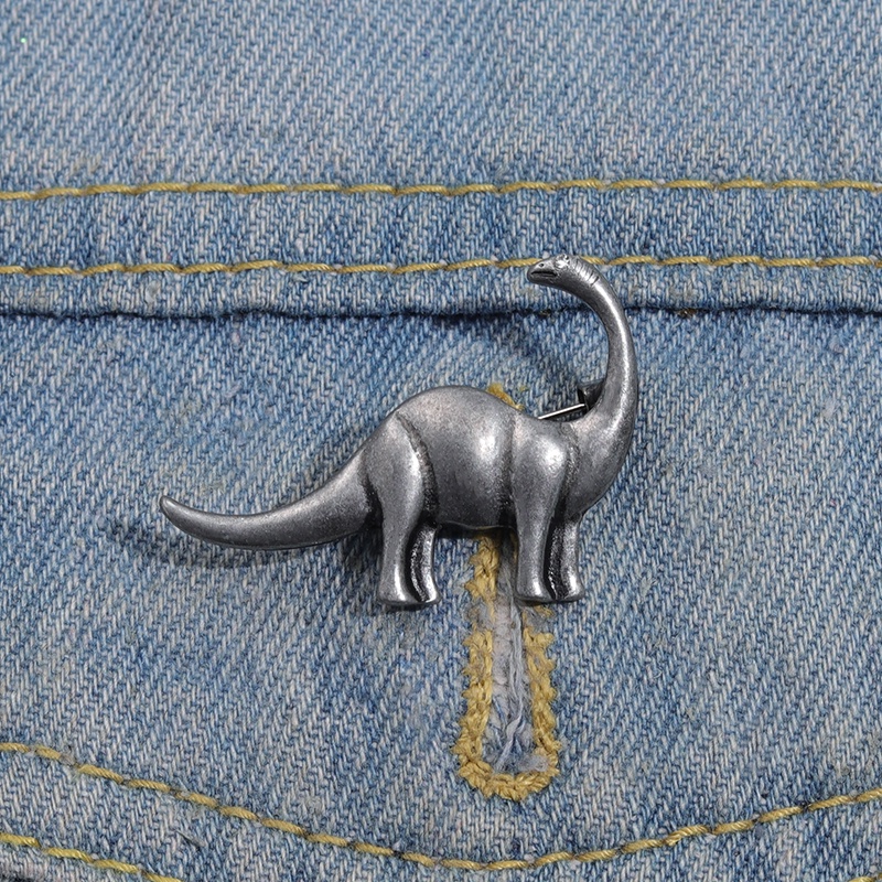 Vintage Logam Dinosaurus Pin Retro Dino Bros Kerah Pin Lencana Punk Keren Perhiasan Hadiah Untuk Teman Anak