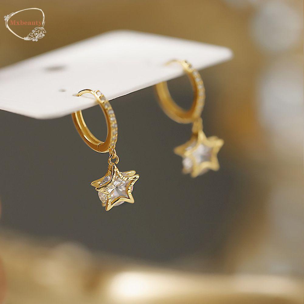 Mxbeauty Wanita Hoop Earrings Minoritas Kepribadian Pesta Berlian Imitasi Baroque Lady Star Pendant Earrings