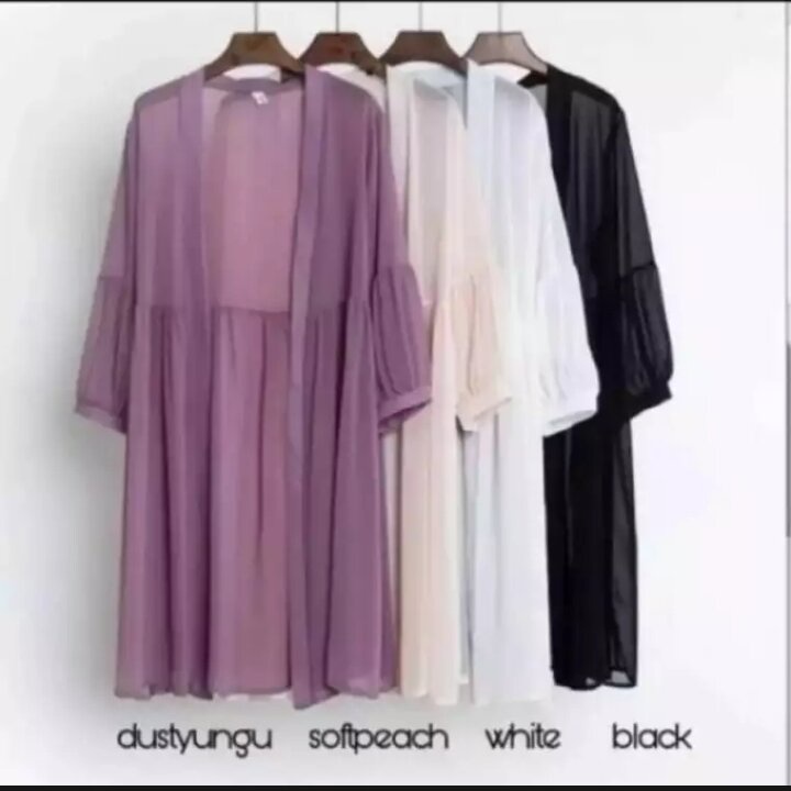 OUTER WANITA/OUTER WANITA KIMONO/OUTER PANJANG/outer lengan balon/outer bahan ceruty babydol/outer m