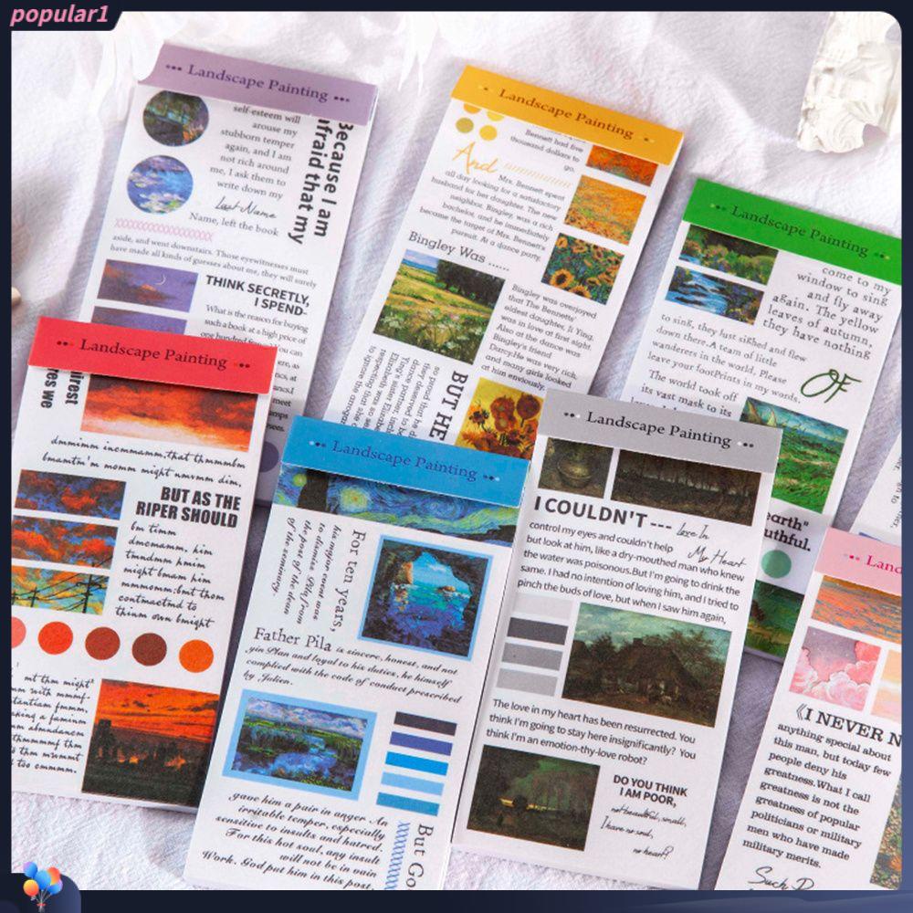 Populer 50lembar/set Kertas Khusus Sekolah Color Diary Notepad DIY Dekorasi Pemandangan Kertas Pesan