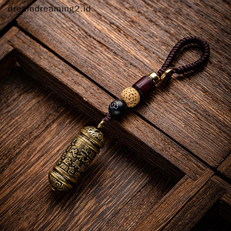 (drea) Kuningan Buddha GuanYin Sutra Silinder Liontin Gantungan Kunci Hanging Necklace Jewelry Pill Box Tempat Obat Wadah Botol Gantungan Kunci //