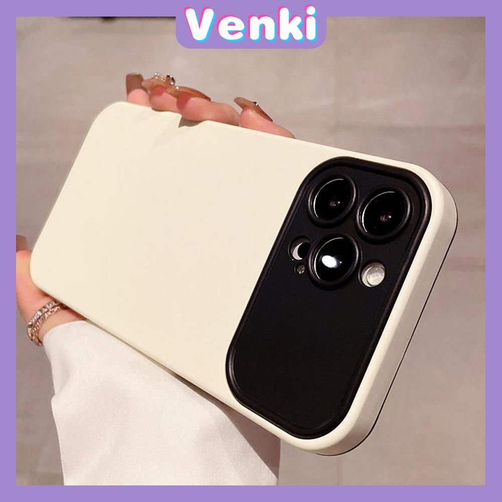 VENKI - Untuk iPhone 11 Case 2 in 1 Soft Case Acrylic Hard Case Ramah Kulit Penutup Kamera Sederhana Pelindung Layar Oranye Putih Hitam Untuk iPhone 14 Pro Max 13 Pro max 12 Pro Max XR