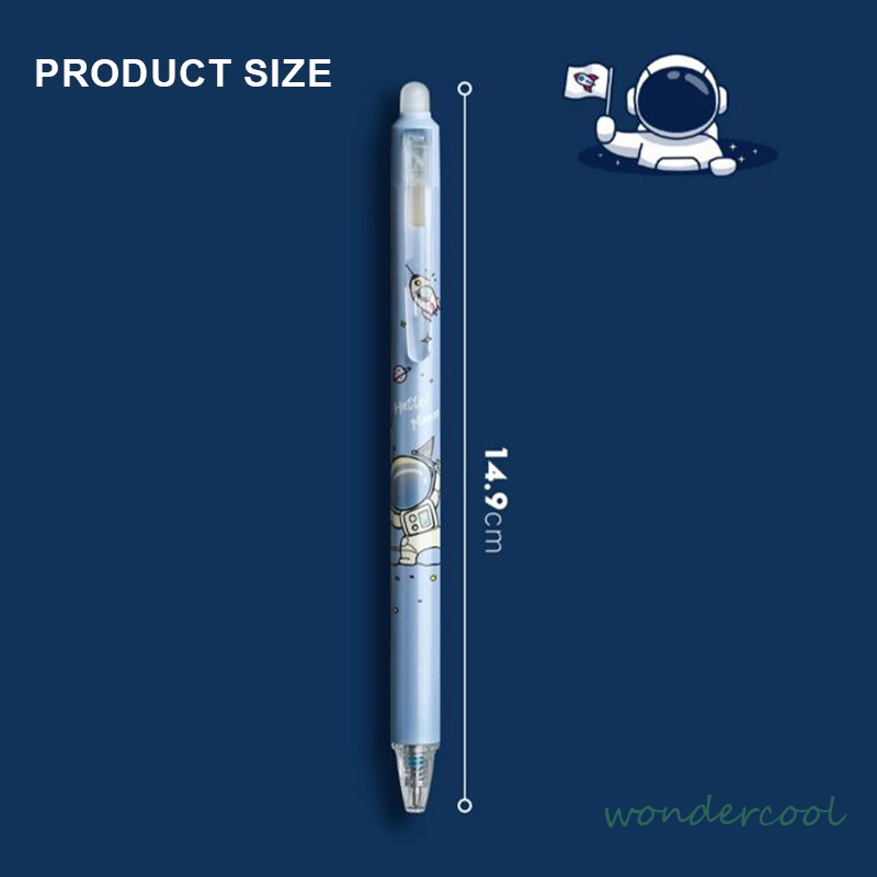 Pulpen Gel Desain Astronot Warna Biru Hitam Mudah Dihapus Stationery Accessories-Won