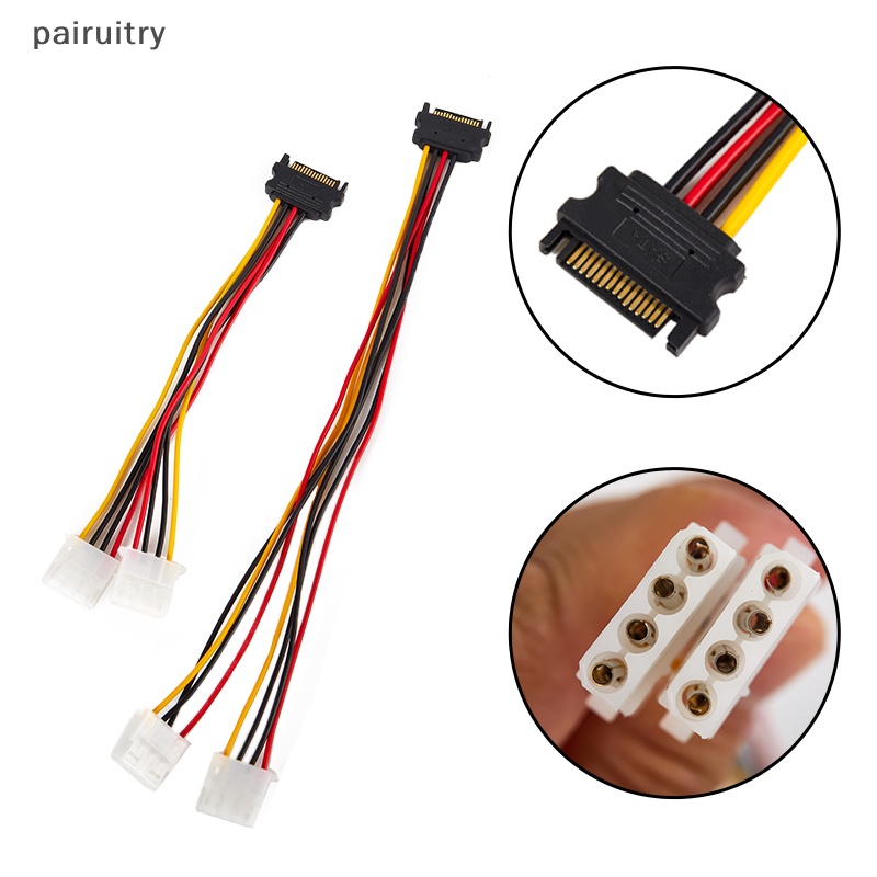 Prt 20 /30cm Kabel Power Extension SATA 4pin Male To Molex IDE Dual Big 4pin Female Cable Adapter Untuk HDD Hardisk Kawat Aksesoris PRT