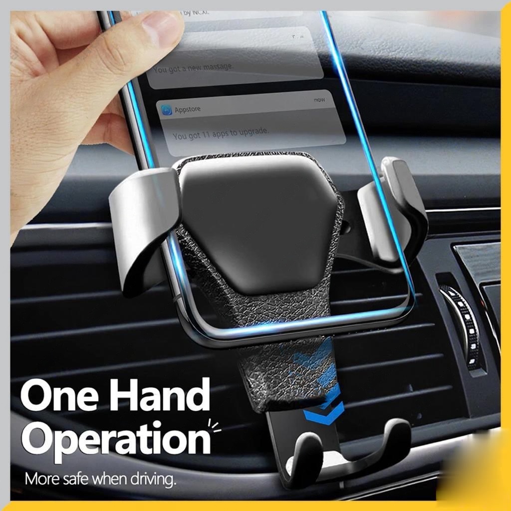 Phone Holder Air Vent Lubang AC Tempat HP Mobil Car Gravitasi gravity Jepit UNIVERSAL Berat Otomatis premium