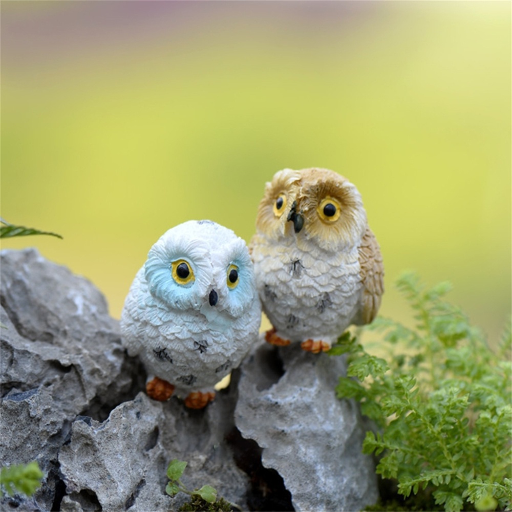 Miniature Mini Resin Burung Hantu Patung Miniatur Hewan Dekorasi Cerita Taman Hewan Mini Patung Mainan Miniatur Pemandangan Aksesoris Dekorasi Rumah