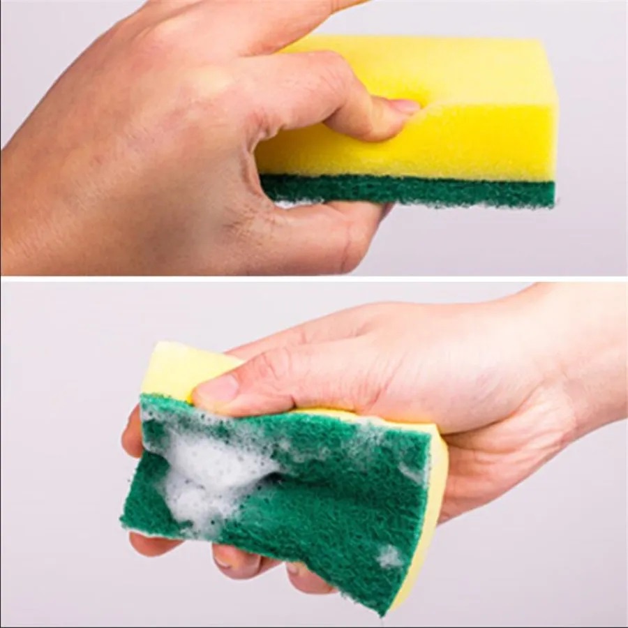 Spon Cuci Piring 2 Sisi Kuning Hijau Spons Sabut Cuci Kotak Murah - MKM