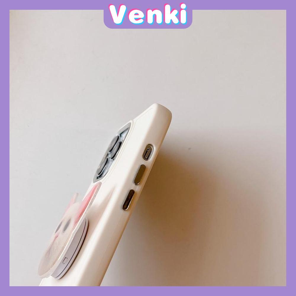 VENKI - Untuk iPhone 14 Pro Max iPhone Case dengan Kucing Lucu Dudukan Lipat Pegangan Bening Pink Plating Matte Soft Case Shockproof kompatibel dengan iPhone 13 Pro max 12 Pro Max 11 xr xs 7Plus