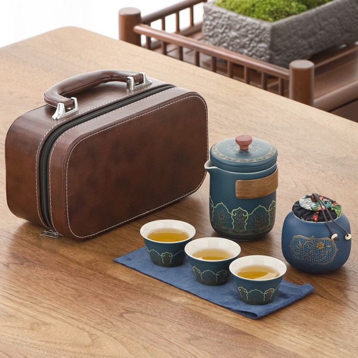 Chinese Tea Set Tas Kulit Leather Bag Tea Set Murah Kado Souvenir Gift Gift Box Tea Set Harga Grosir Termurah