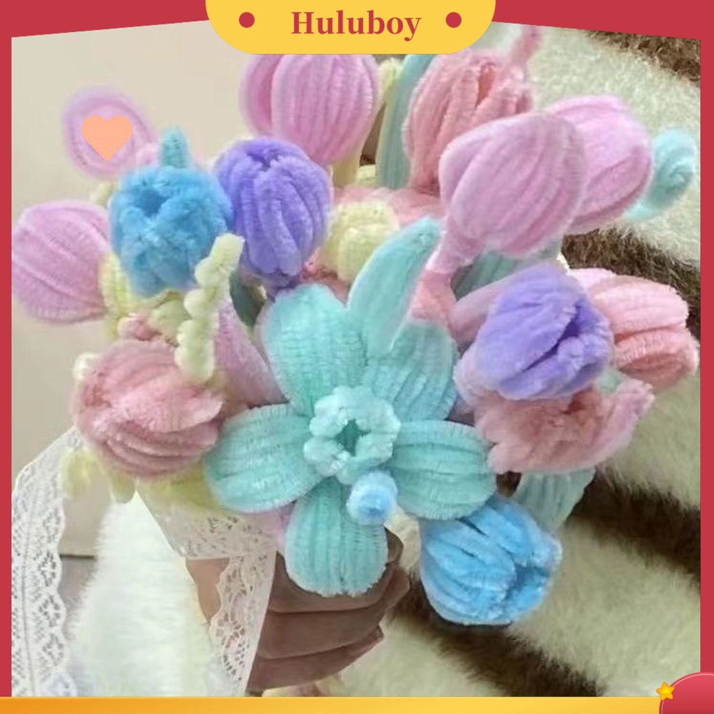 {In Stock} 100Pcs Twist Stick No Fluorescent Agent Fluffy Soft DIY Aneka Karya Seni Meningkatkan Kemampuan Tangan Chenille Batang Rumah Pasokan
