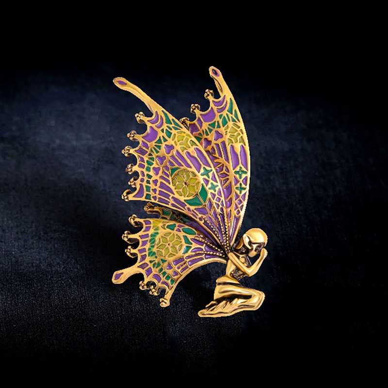 {rippleflower4.id} Vintage Sayap Kupu-Kupu Peri Bros Enamel Wanita Brooch Pin Perhiasan Hadiah~