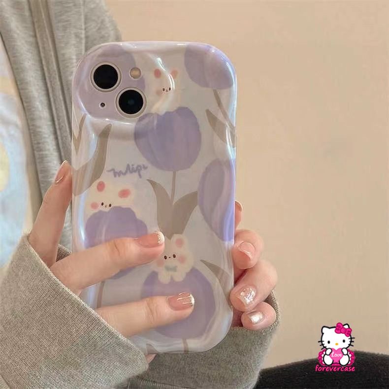 Flowers Case Untuk Vivo Y36 Y35 Y21 Y16 Y30 Y22 Y12 Y33s Y15 Y15A Y22s Y21s Y02 Y11 Y17 Y51A Y31 Y95 Y91 Y51 Y12s Y91C Y20 Y15s Y12i Y20i Beruang Lucu Stripe 3D Wavy Curved Edge Case