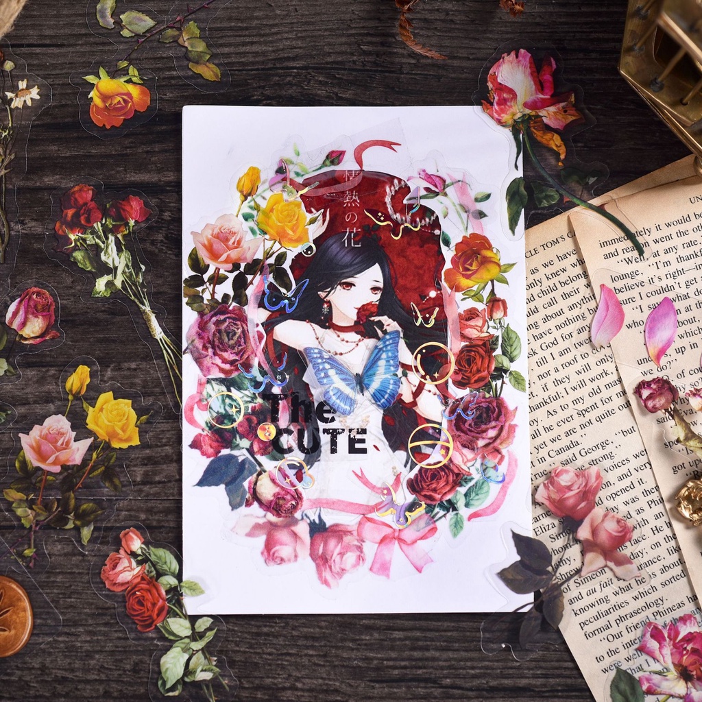 20pcs/set Transparan PET Retro Tanaman Bunga Kupu-Kupu Stiker Kreatif Handbook Diary Book Dekorasi Sticker