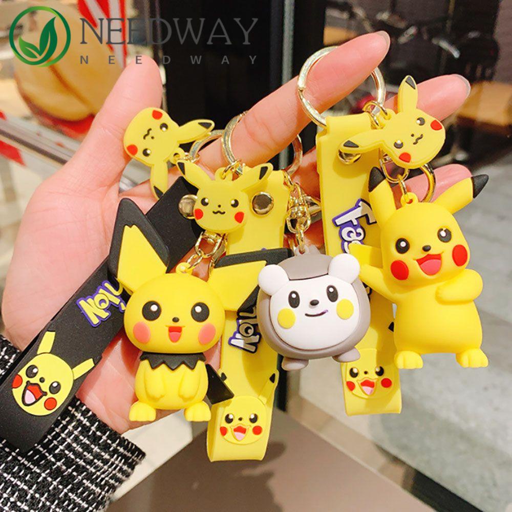 Needway   Kartun Gantungan Kunci Anak Perempuan Hadiah Mainan Tentakel Pikachu Action Figure Ransel Liontin Kunci Gesper Key Lanyard