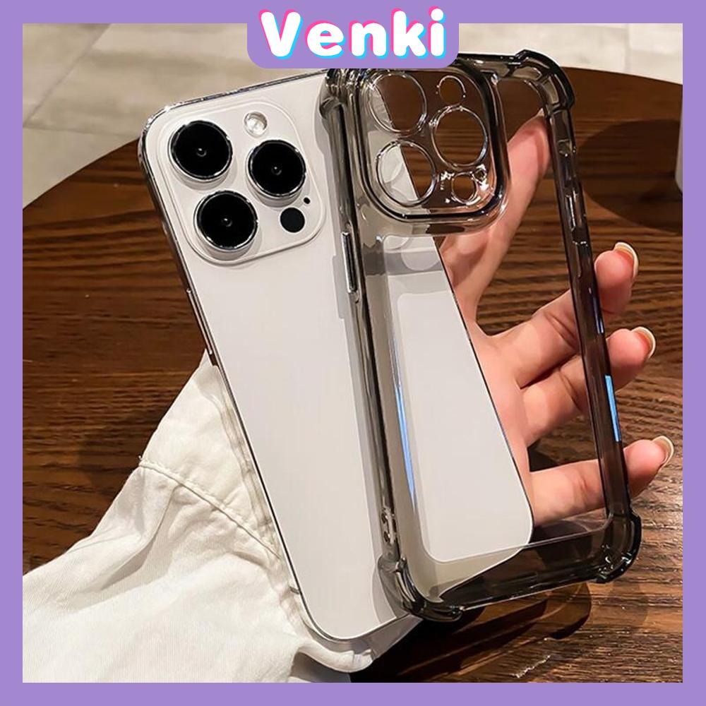 VENKI - Untuk iPhone 14 Pro Max iPhone Case Acrylic Hard Case Bening Case Airbag Tahan Guncangan Kamera Case Ungu Hitam Kompatibel dengan iPhone 13 Pro Max 12 Pro Max 11 Pro Max