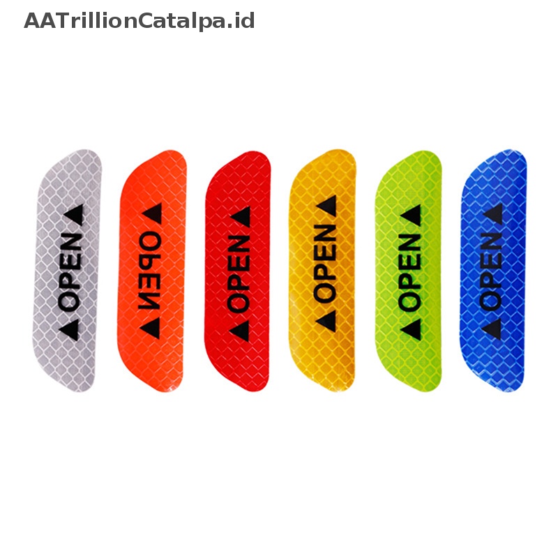 Aatrillioncatalpa 4Pcs Tape Reflektif Mobil Tanda Peringatan Stiker Aksesoris Exterior Reflektif Tape Pintu Stiker Dekoratif Aksesoris Mobil ID