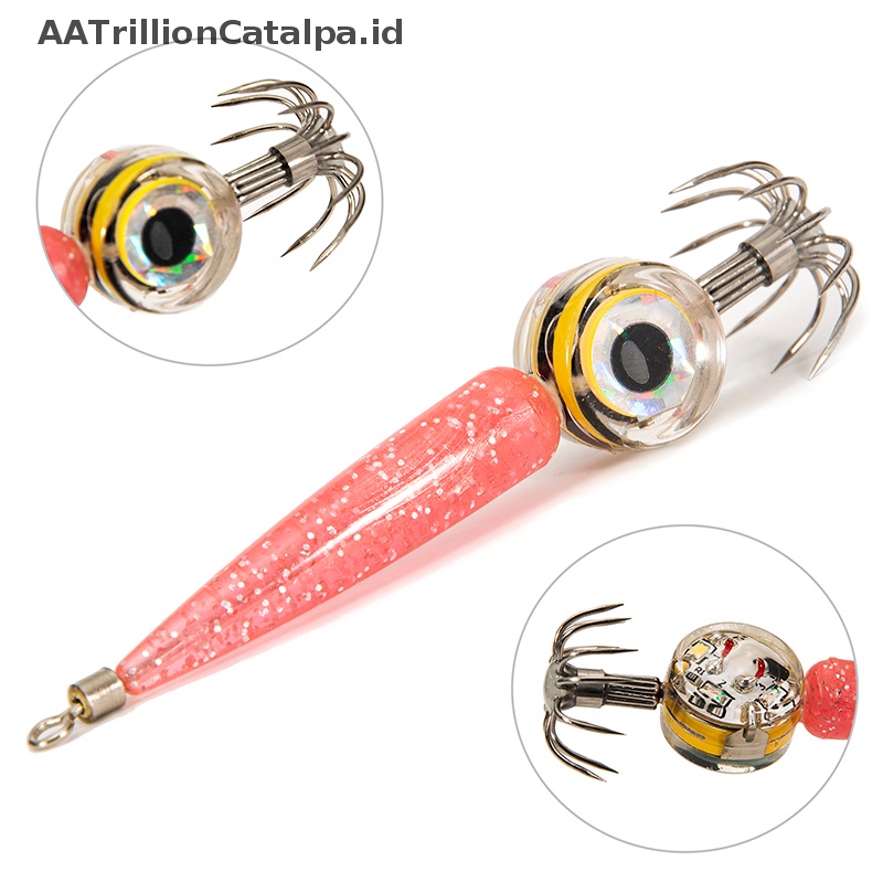 Aatrillioncatalpa LED Umpan Pancing Squid Jig Hook Udang Gurita Memancing Luminous Bait ID